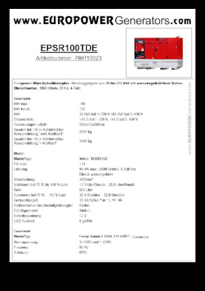 Generatori diesel Europower EPSR100TDE (LS)