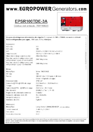 Generatori diesel Europower EPSR100TDE-3A (LS)
