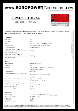 Generatori diesel Europower EPSR100TDE-3A (LS)