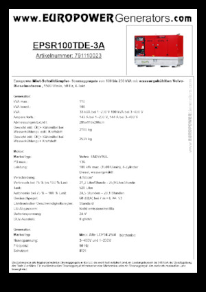 Generatori diesel Europower EPSR100TDE-3A (MA)