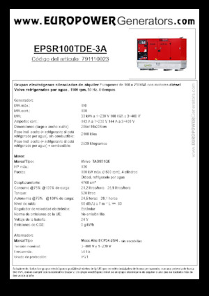Generatori diesel Europower EPSR100TDE-3A (MA)