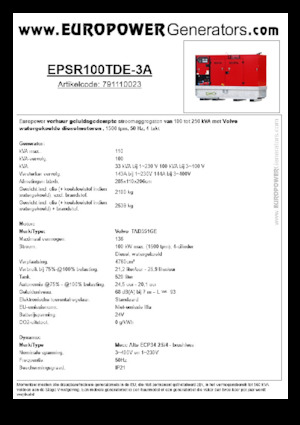 Generatori diesel Europower EPSR100TDE-3A (MA)