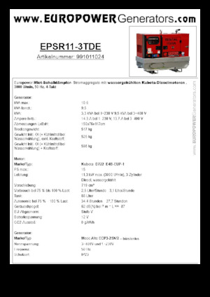 Generatori diesel Europower EPSR11-3TDE (MA)