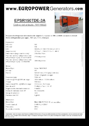 Generatori diesel Europower EPSR150TDE-3A (MA)