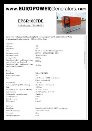 Generatori diesel Europower EPSR180TDE (LS)