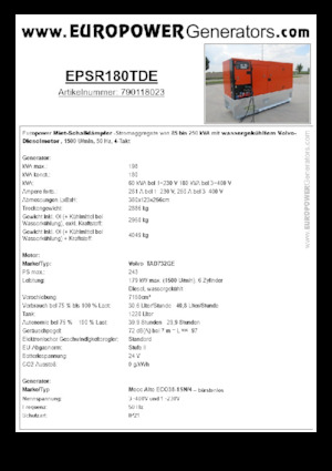 Generatori diesel Europower EPSR180TDE (MA)