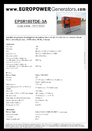 Generatori diesel Europower EPSR180TDE-3A (LS)