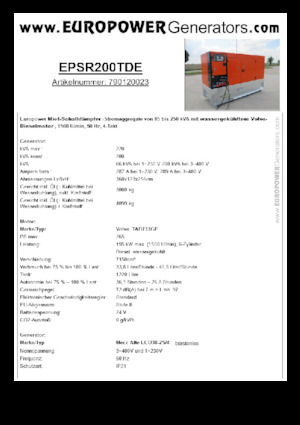 Generatori diesel Europower EPSR200TDE (MA)