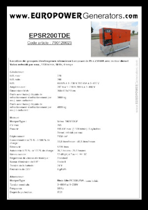 Generatori diesel Europower EPSR200TDE (MA)