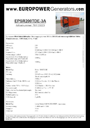 Generatori diesel Europower EPSR200TDE-3A (LS)