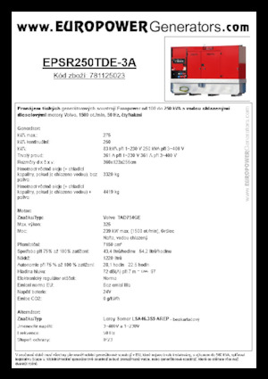 Generatori diesel Europower EPSR250TDE-3A (LS)