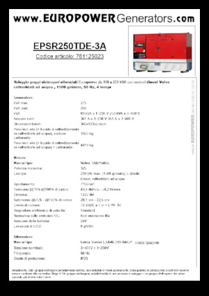 Generatori diesel Europower EPSR250TDE-3A (LS)