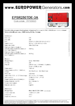 Generatori diesel Europower EPSR250TDE-3A (MA)