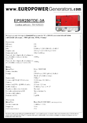 Generatori diesel Europower EPSR250TDE-3A (MA)