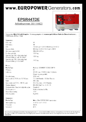 Generatori diesel Europower EPSR44TDE (MA)