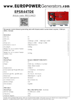 Generatori diesel Europower EPSR44TDE (MA)