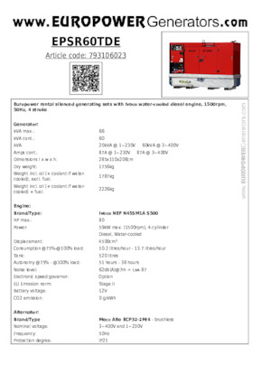 Generatori diesel Europower EPSR60TDE (MA)