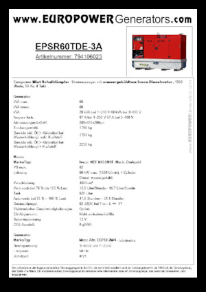 Generatori diesel Europower EPSR60TDE-3A (MA)