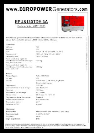 Generatori diesel Europower EPUS130TDE-3A (LS)