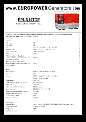 Generatori diesel Europower EPUS14TDE (LS)