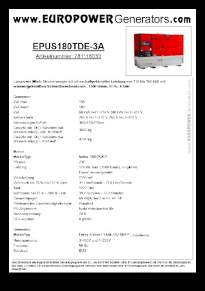 Generatori diesel Europower EPUS180TDE-3A (LS)