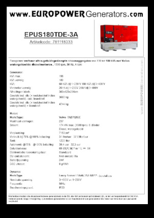 Generatori diesel Europower EPUS180TDE-3A (LS)