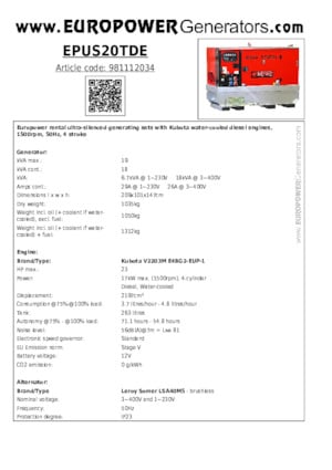 Generatori diesel Europower EPUS20TDE (LS)