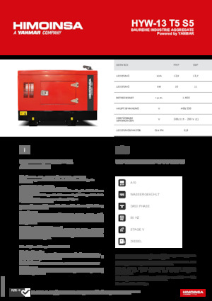 Generatori diesel HIMOINSA HYW-13 T5 S5