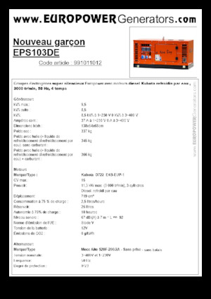 Generatori diesel Europower New Boy EPS103DE (MA)