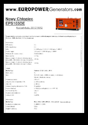 Generatori diesel Europower New Boy EPS103DE (MA)