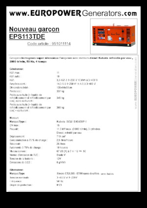 Generatori diesel Europower New Boy EPS113TDE (S)