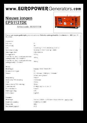 Generatori diesel Europower New Boy EPS113TDE (S)