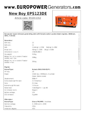 Generatori diesel Europower New Boy EPS123DE (S)