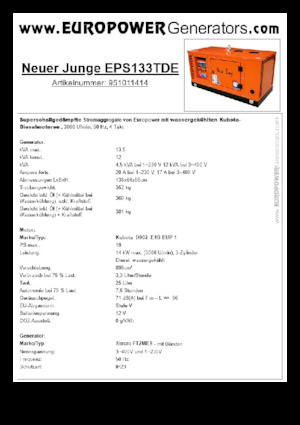 Generatori diesel Europower New Boy EPS133TDE (S)
