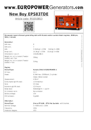 Generatori diesel Europower New Boy EPS83TDE (S)