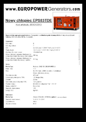 Generatori diesel Europower New Boy EPS83TDE (S)