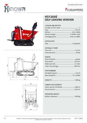 Dumper cingolati elettrici Hinowa HS1203E