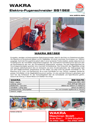 Seghe da pavimento WAKRA BS 15 E 2