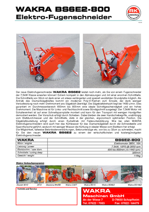 Seghe da pavimento WAKRA BS 6 E 2/800