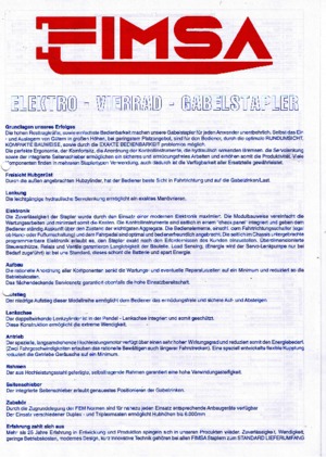 Carrelli elevatori frontali elettrici Fimsa ET 2508