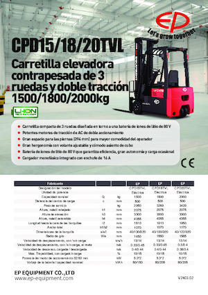 Carrelli elevatori frontali elettrici EP CPD20TVL