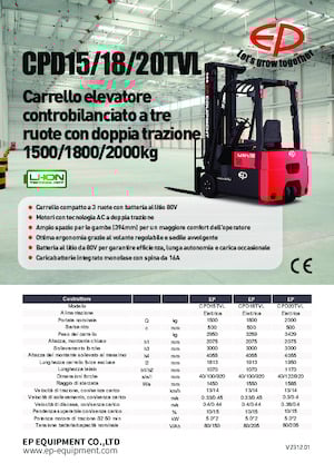 Carrelli elevatori frontali elettrici EP CPD20TVL