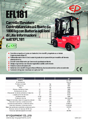 Carrelli elevatori frontali elettrici EP EFL181