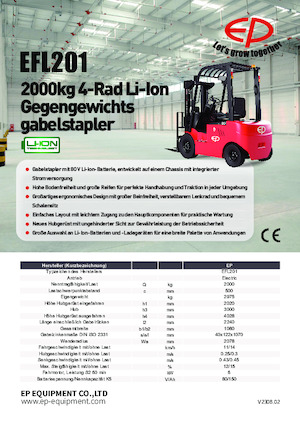 Carrelli elevatori frontali elettrici EP EFL201