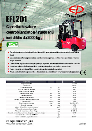 Carrelli elevatori frontali elettrici EP EFL201