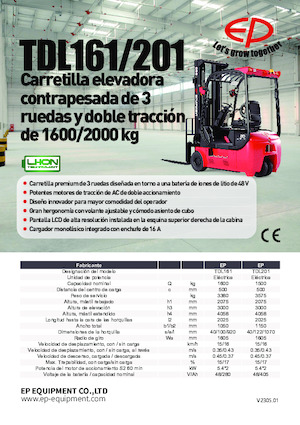 Carrelli elevatori frontali elettrici EP TDL161