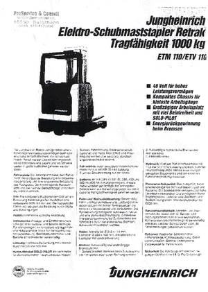 Carrelli elevatori retrattili elettrici Jungheinrich ETM/ETV 110