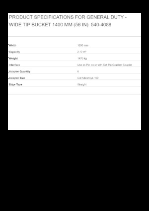 Benne per escavatori Caterpillar 1400 MM