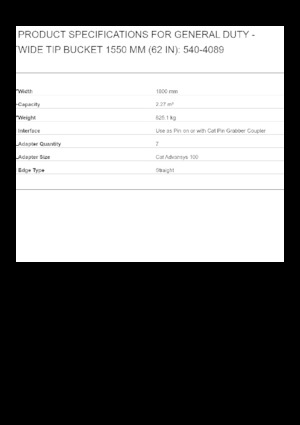 Benne per escavatori Caterpillar 1550 MM