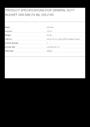 Benne per escavatori Caterpillar 1850 MM